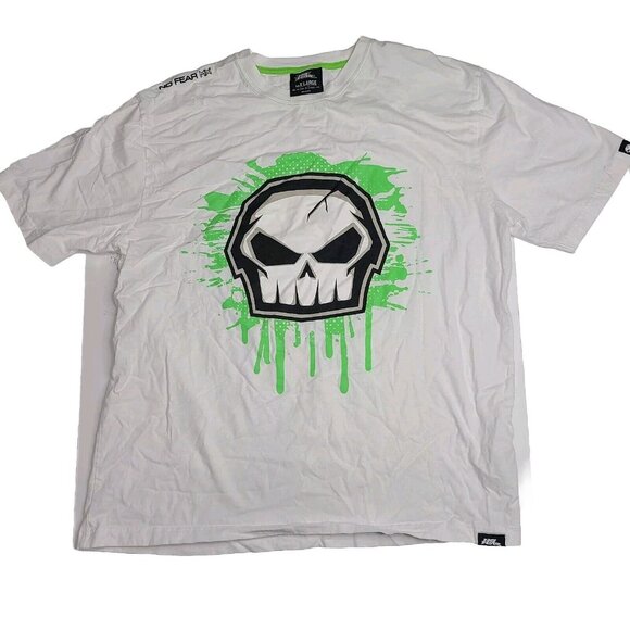 Men’s XL - Vintage Y2K No Fear Motocross Flame Skull T-Shirt White - Picture 1 of 5